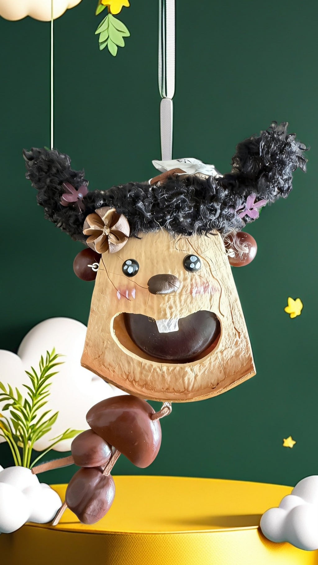 Lemonlemoncrafts Bean Pod Doll Blind Box - Pure Natural Handmade Craft, Natural Entada Pod Material, Approx 4.7in (12cm), Unique Natural Color